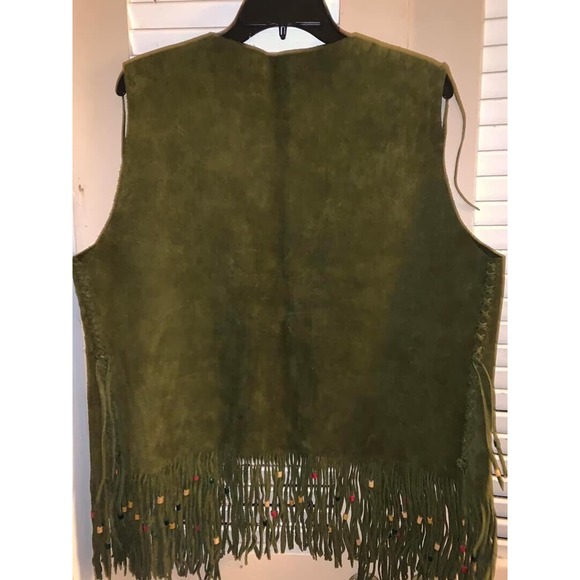 Vintage/ Retro / Groovy Handmade Leather Vest With Fringe , Concho’s & Beads - Picture 6 of 16